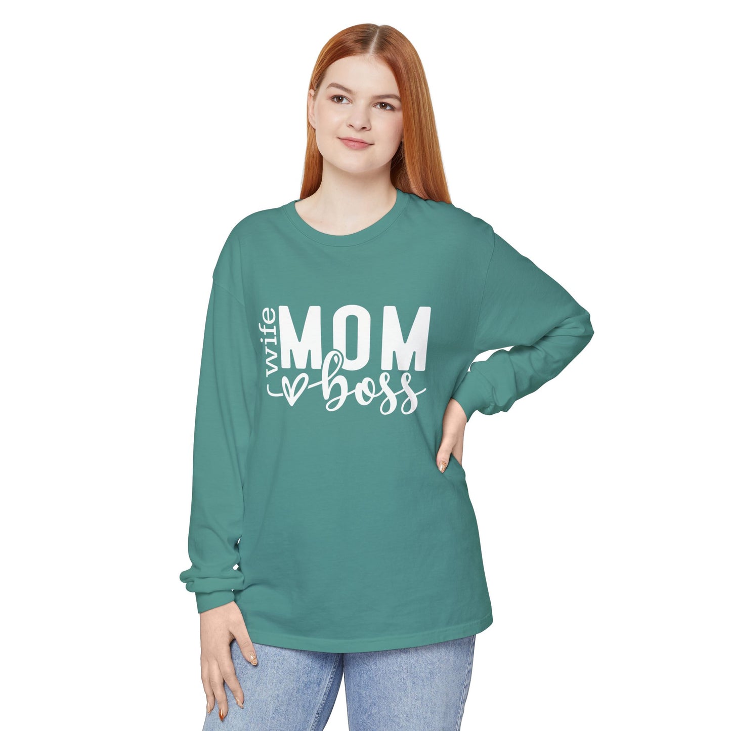 Mother's Day Unisex Long Sleeve T-Shirt - 'Wife, Mom, Boss' Lettering - Heavenly Treasures