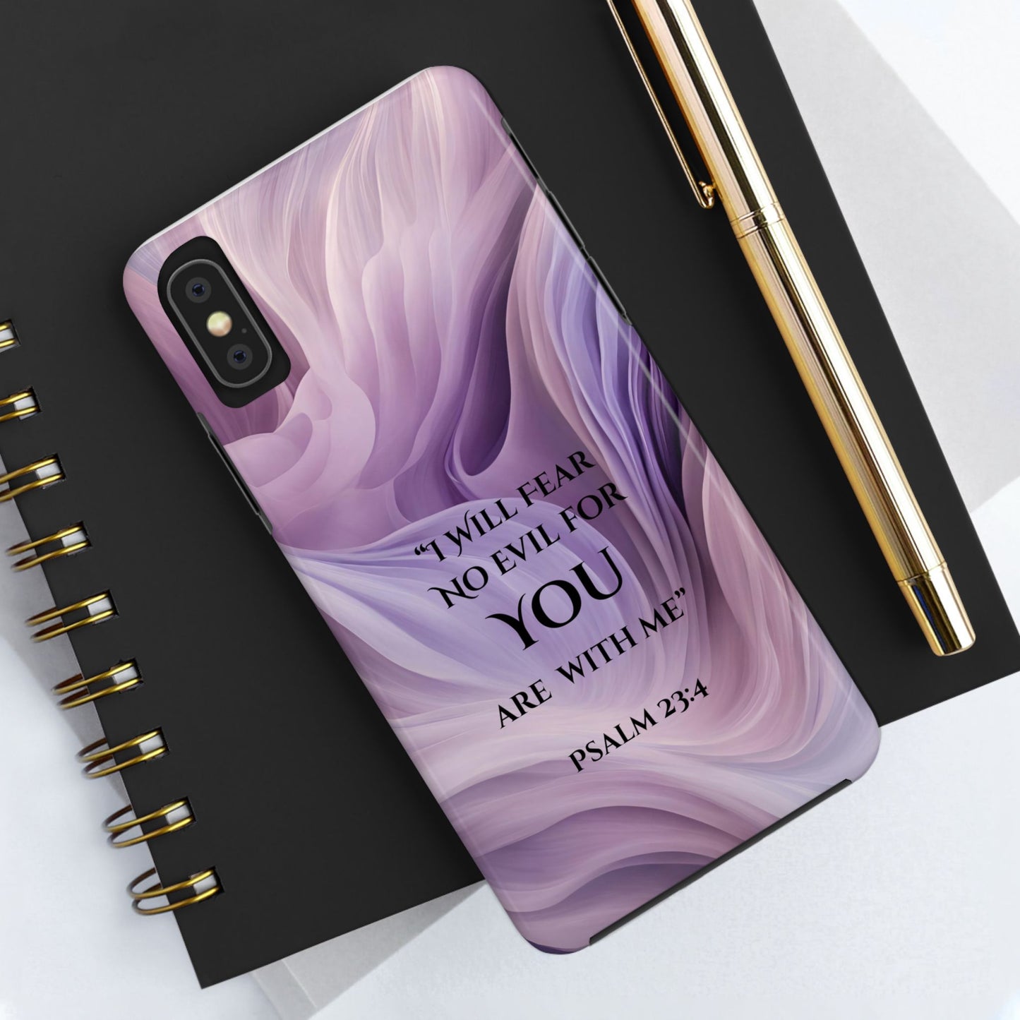Swirl Tough Phone Case with Scripture, Protective Cellphone Cover, Fear No Evil Case, Vibrant Phone Case, Christian Phone Case