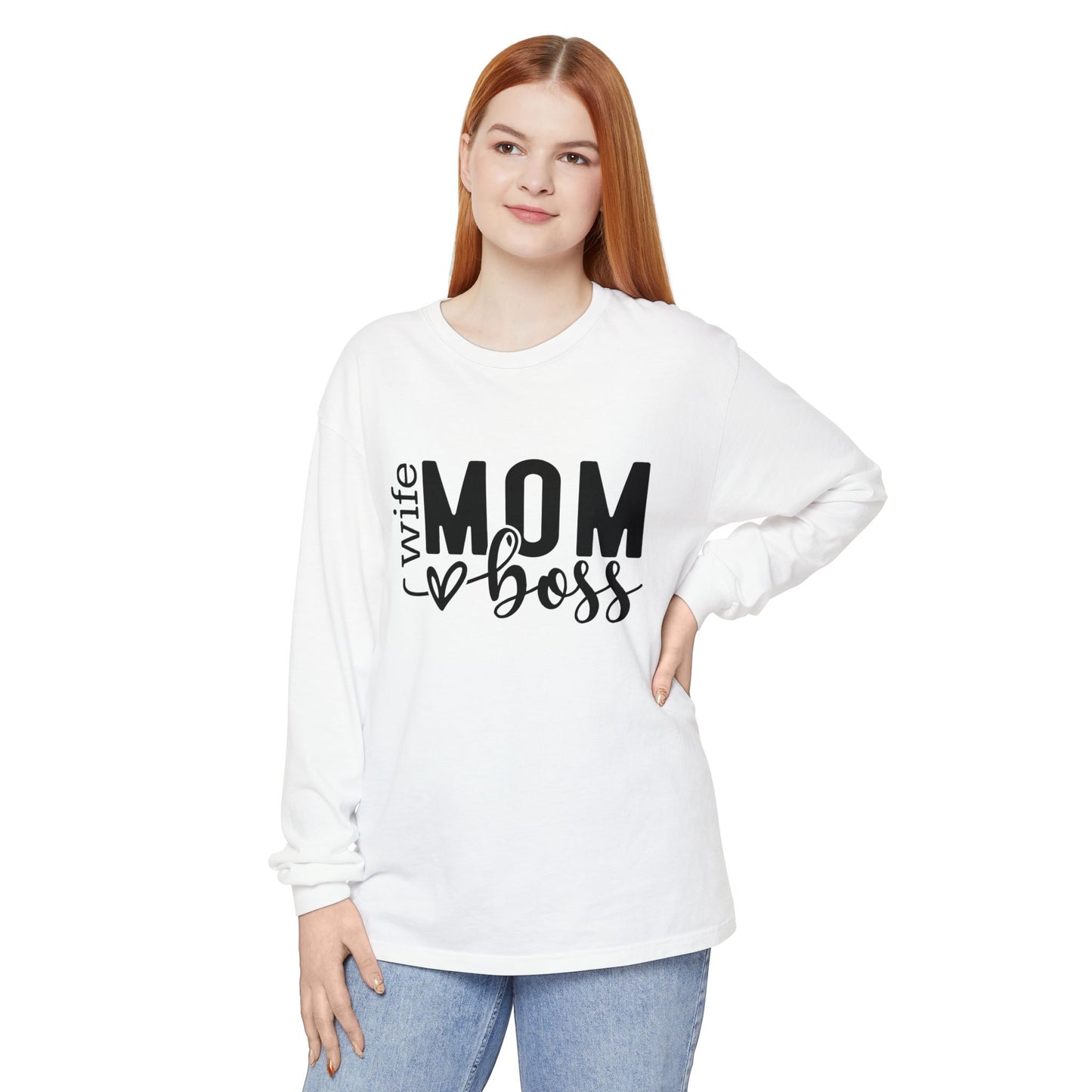 Mother's Day Unisex Long Sleeve T-Shirt - 'Wife, Mom, Boss' Lettering - Heavenly Treasures
