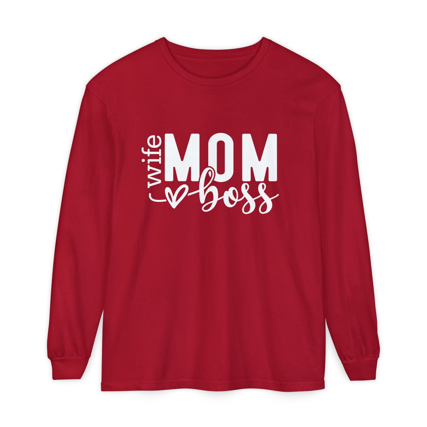 Mother's Day Unisex Long Sleeve T-Shirt - 'Wife, Mom, Boss' Lettering - Heavenly Treasures