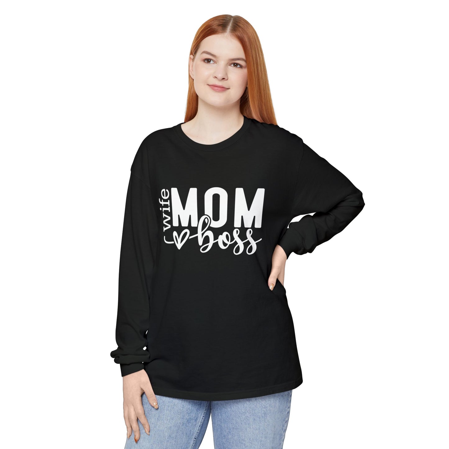 Mother's Day Unisex Long Sleeve T-Shirt - 'Wife, Mom, Boss' Lettering - Heavenly Treasures