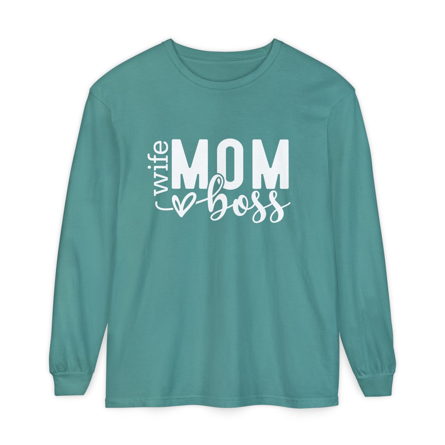 Mother's Day Unisex Long Sleeve T-Shirt - 'Wife, Mom, Boss' Lettering - Heavenly Treasures