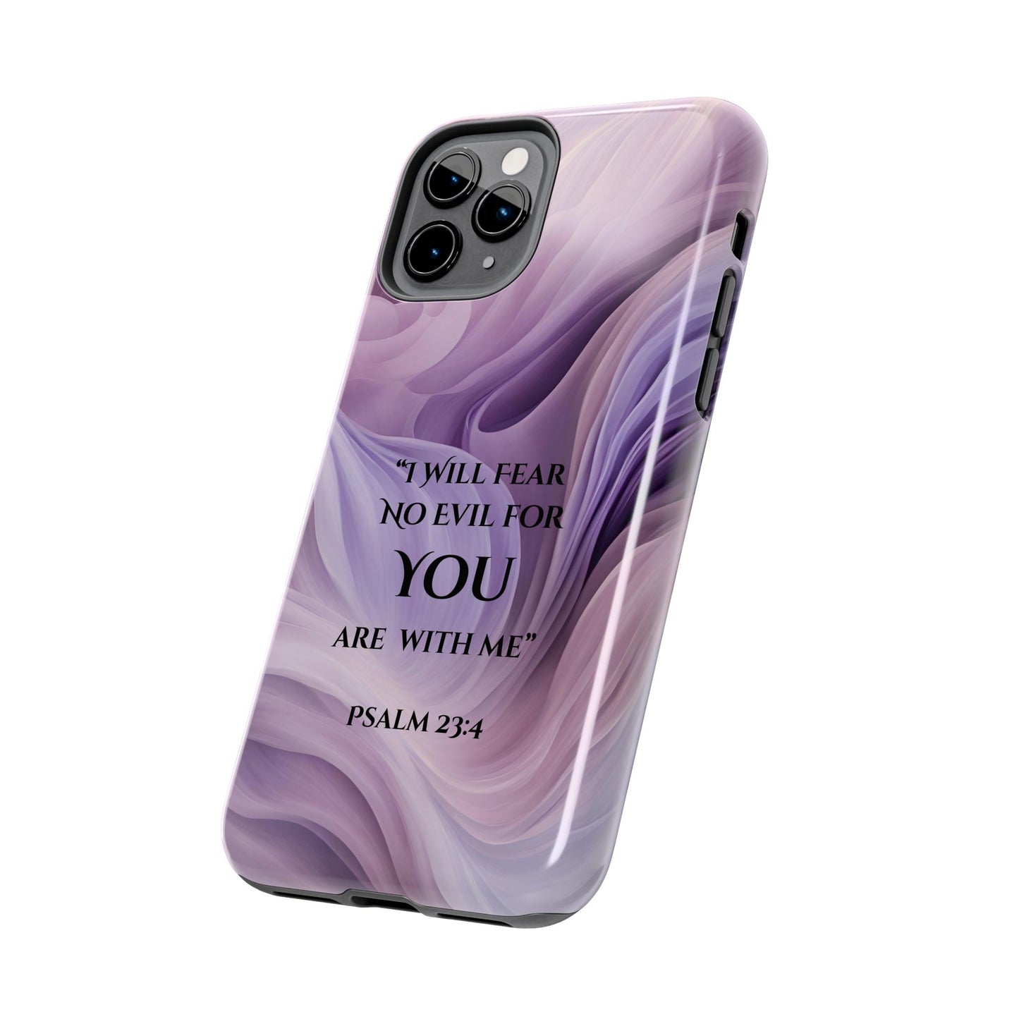 Swirl Tough Phone Case with Scripture, Protective Cellphone Cover, Fear No Evil Case, Vibrant Phone Case, Christian Phone Case