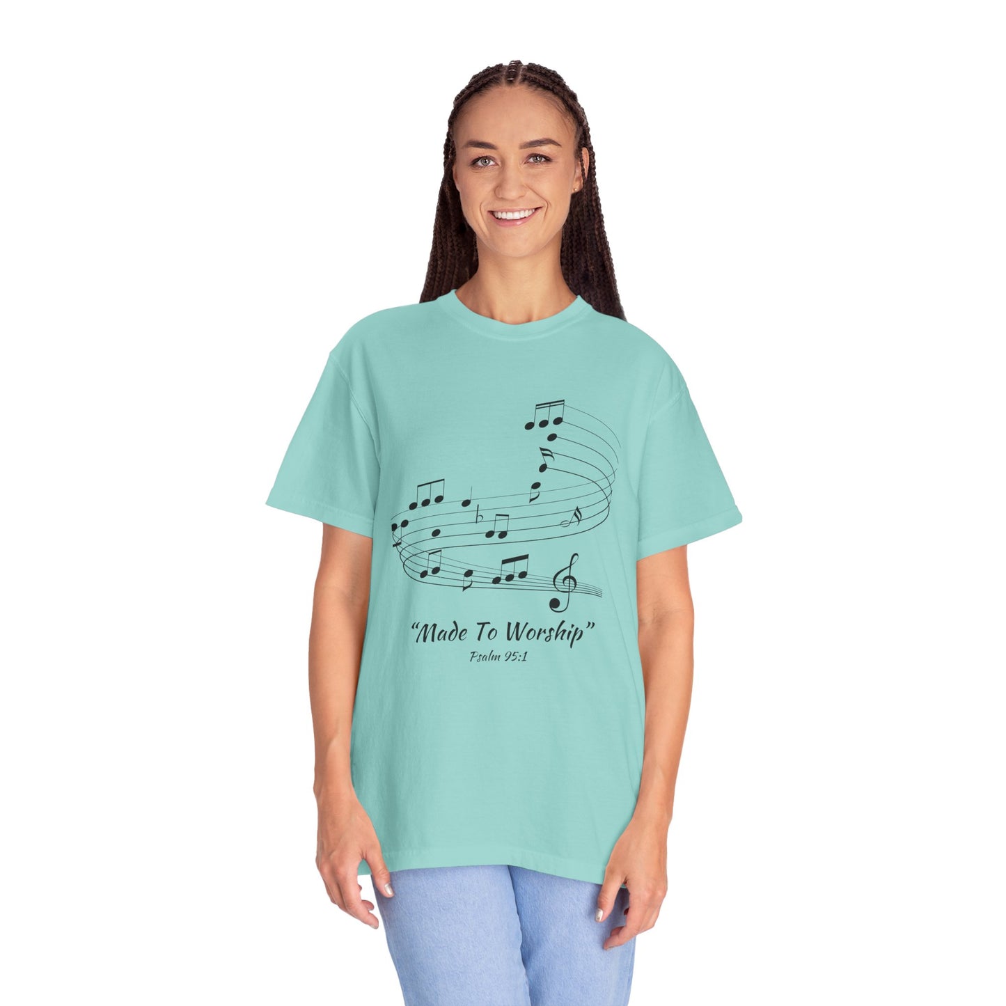 Garment-Dyed T-shirt with 'Made to Worship' Quote, Worship Leaders Tshirt, Praise and Worship Tshirt, Praise Band Tshirt - Heavenly Treasures
