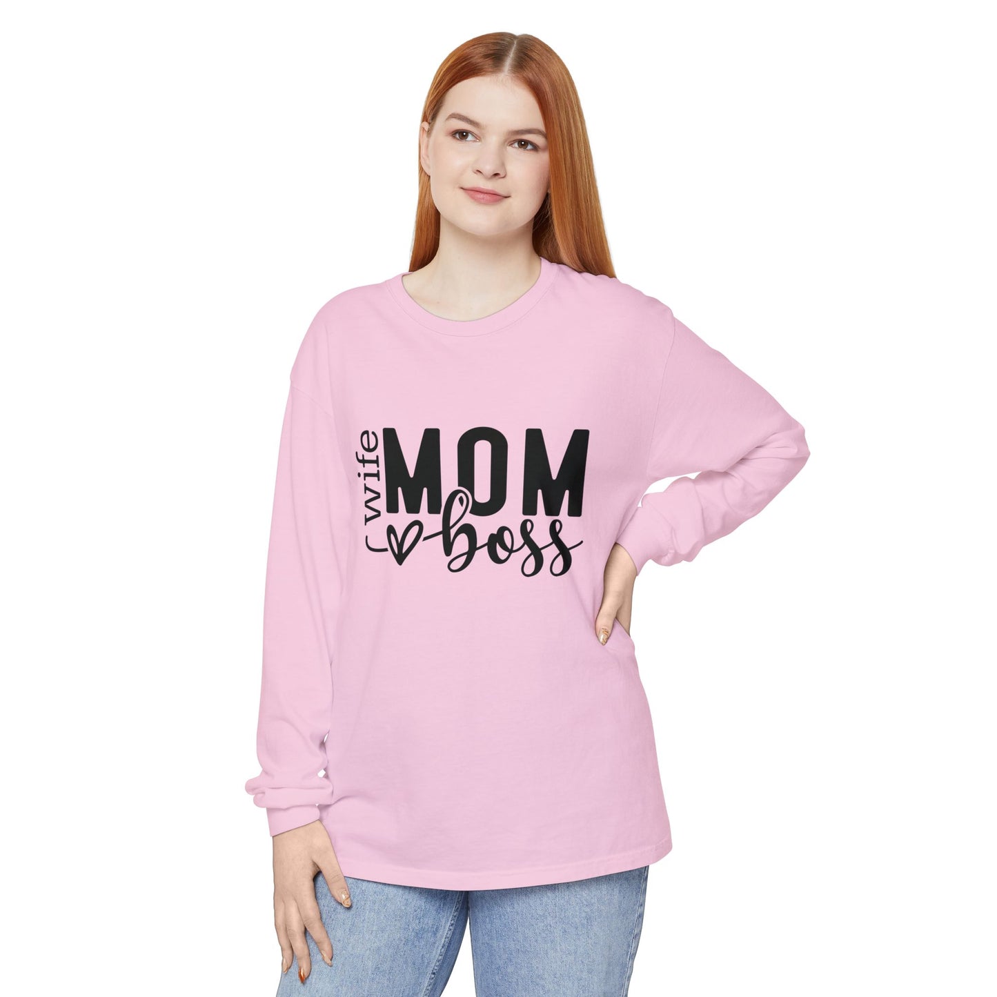 Mother's Day Unisex Long Sleeve T-Shirt - 'Wife, Mom, Boss' Lettering - Heavenly Treasures