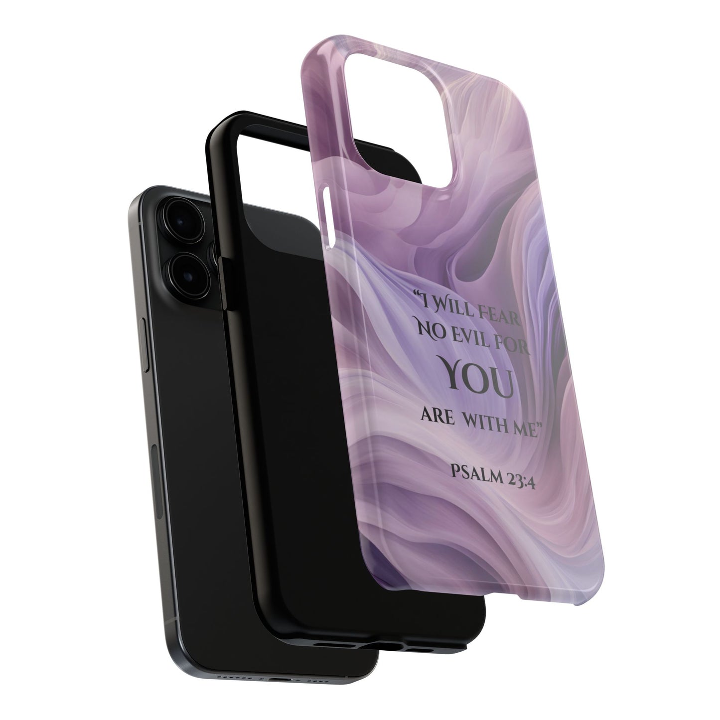 Swirl Tough Phone Case with Scripture, Protective Cellphone Cover, Fear No Evil Case, Vibrant Phone Case, Christian Phone Case