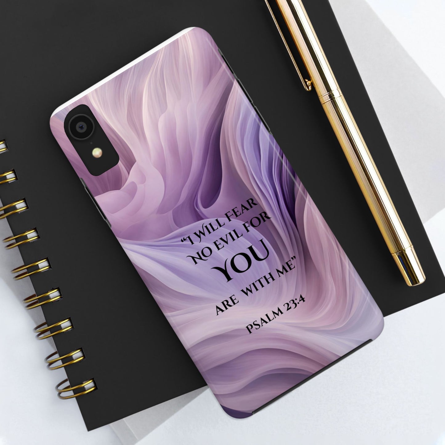 Swirl Tough Phone Case with Scripture, Protective Cellphone Cover, Fear No Evil Case, Vibrant Phone Case, Christian Phone Case