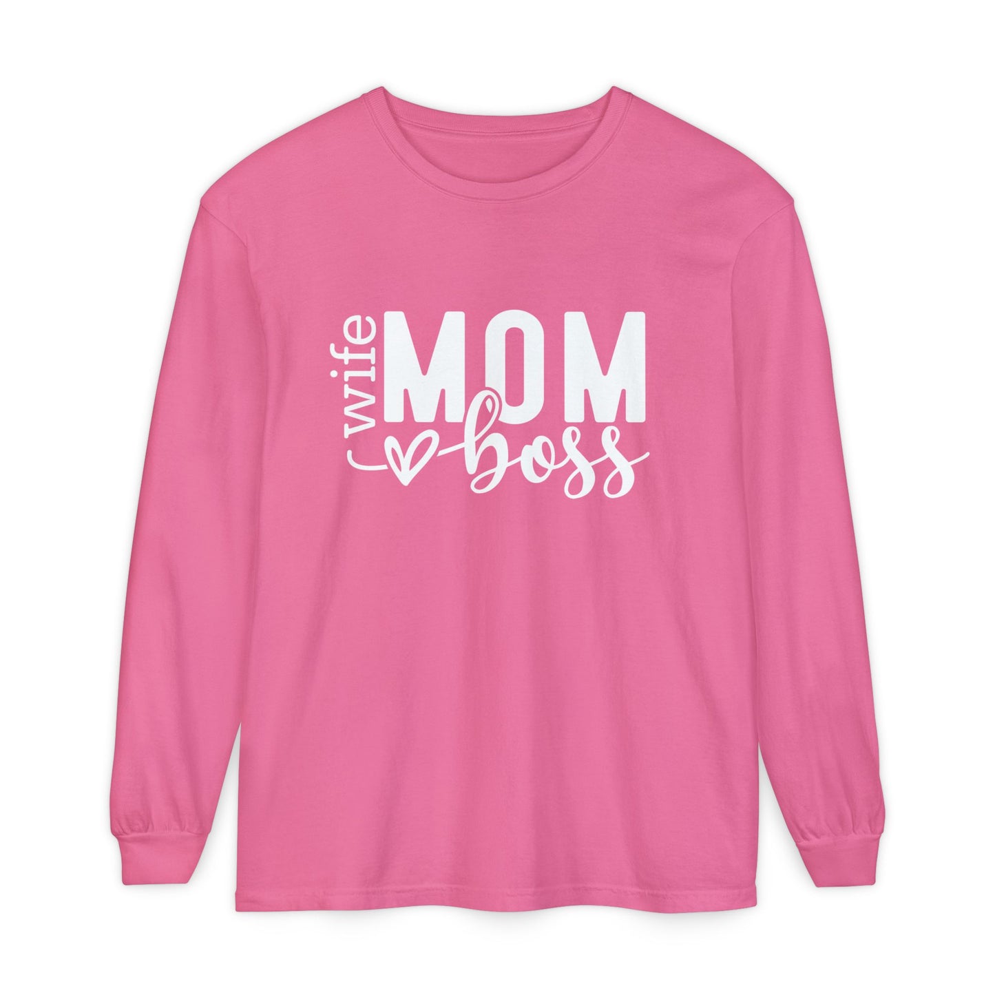 Mother's Day Unisex Long Sleeve T-Shirt - 'Wife, Mom, Boss' Lettering - Heavenly Treasures