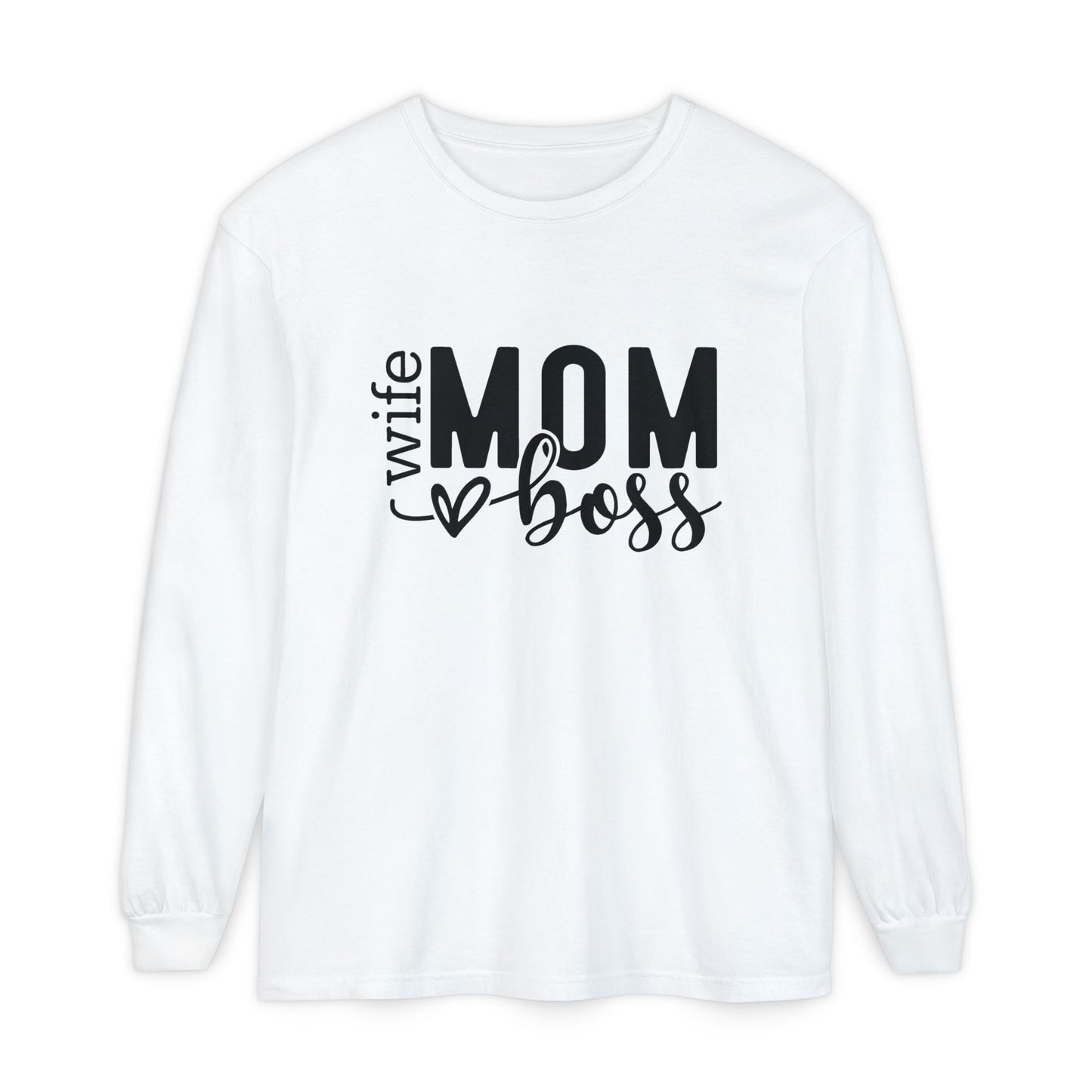 Mother's Day Unisex Long Sleeve T-Shirt - 'Wife, Mom, Boss' Lettering - Heavenly Treasures