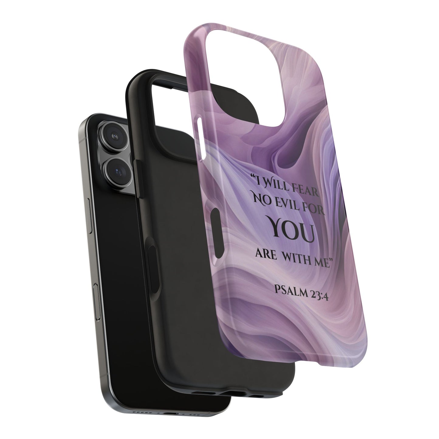 Swirl Tough Phone Case with Scripture, Protective Cellphone Cover, Fear No Evil Case, Vibrant Phone Case, Christian Phone Case