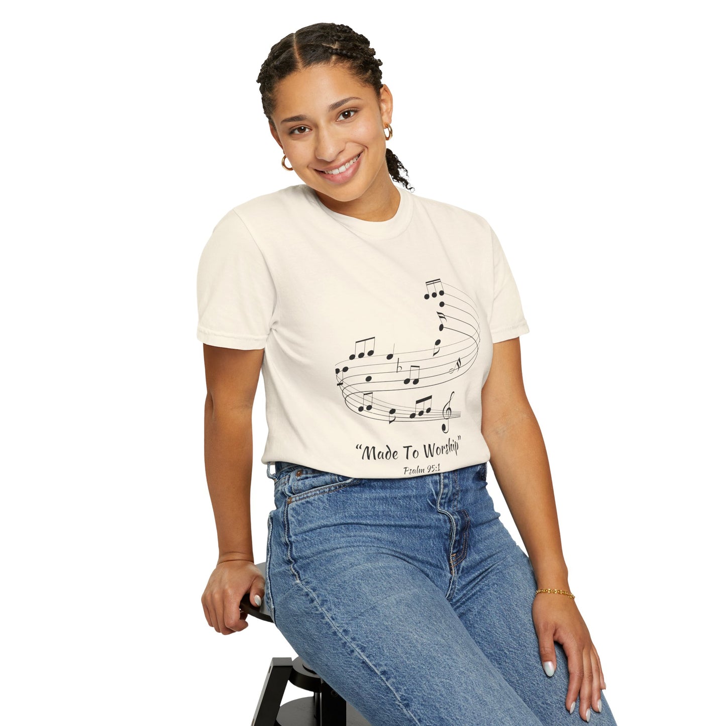 Garment-Dyed T-shirt with 'Made to Worship' Quote, Worship Leaders Tshirt, Praise and Worship Tshirt, Praise Band Tshirt - Heavenly Treasures