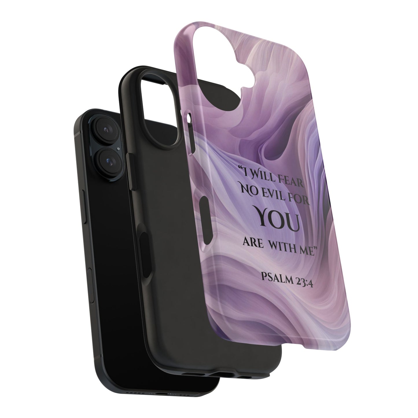 Swirl Tough Phone Case with Scripture, Protective Cellphone Cover, Fear No Evil Case, Vibrant Phone Case, Christian Phone Case