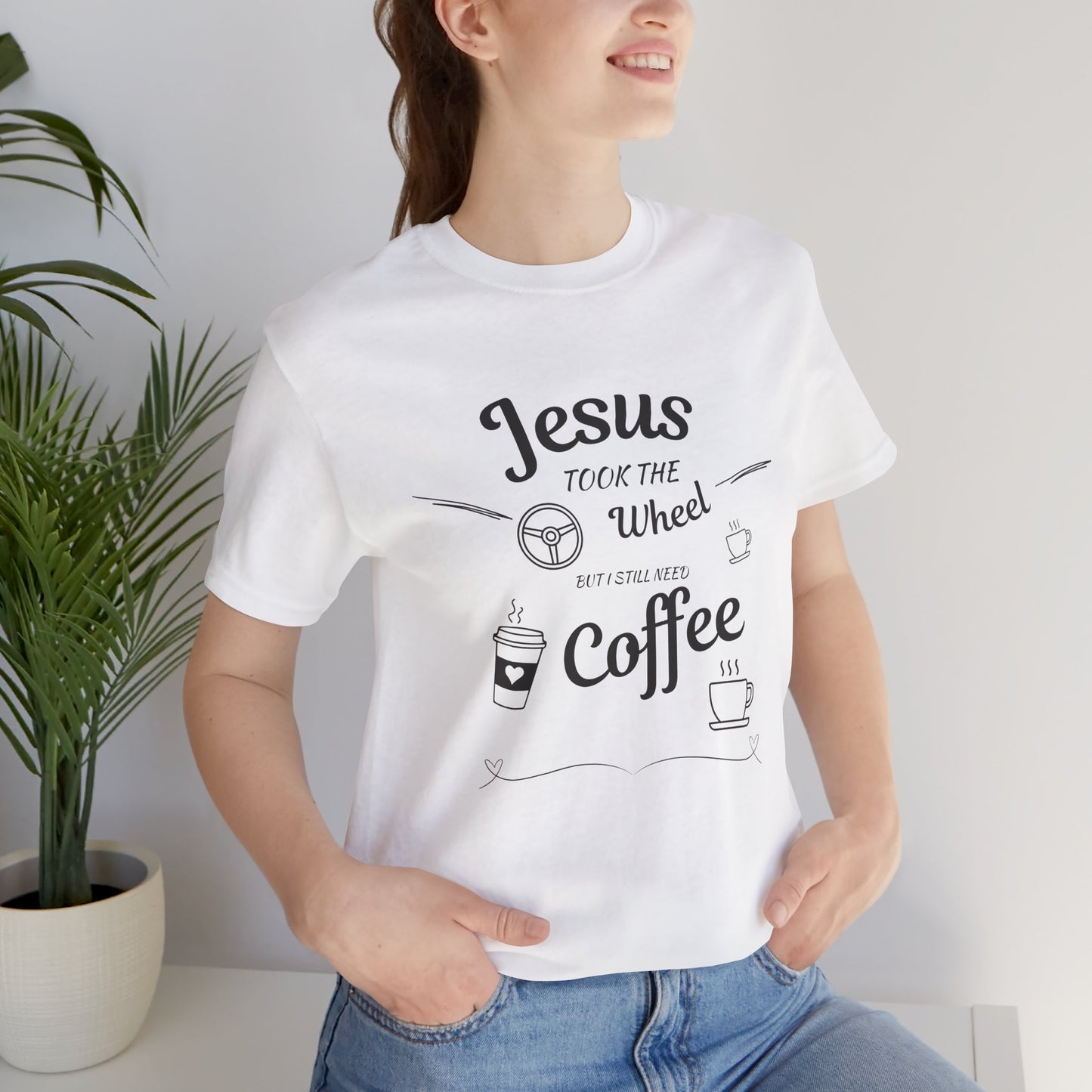 Jesus Took the Wheel Coffee T-Shirt, Christian tshirt, Coffee tshirt, Jesus took the wheel tshirt - Heavenly Treasures