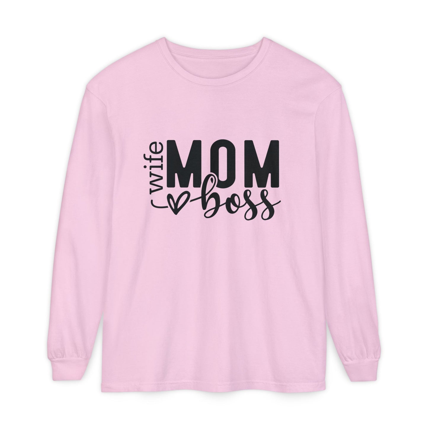 Mother's Day Unisex Long Sleeve T-Shirt - 'Wife, Mom, Boss' Lettering - Heavenly Treasures