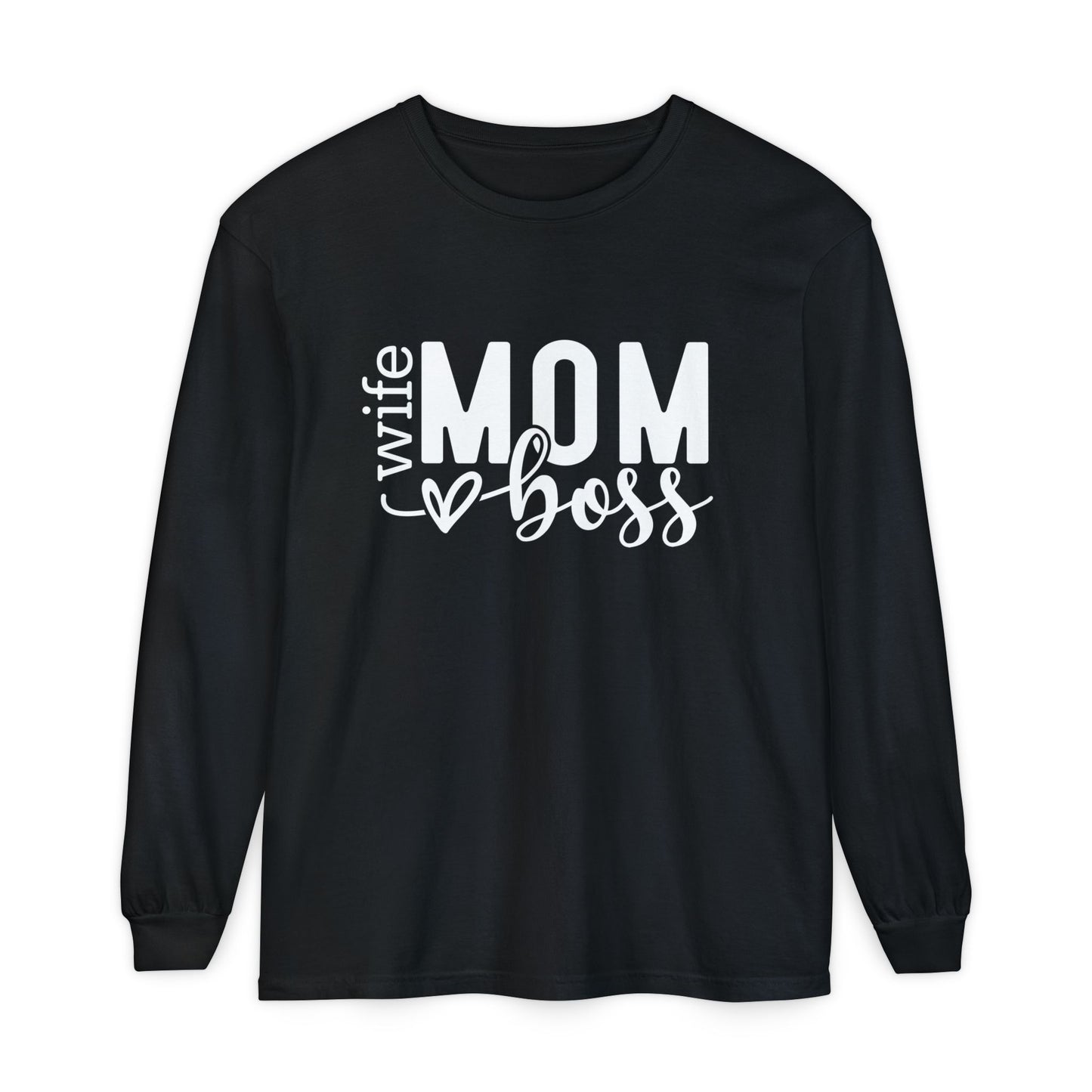 Mother's Day Unisex Long Sleeve T-Shirt - 'Wife, Mom, Boss' Lettering - Heavenly Treasures