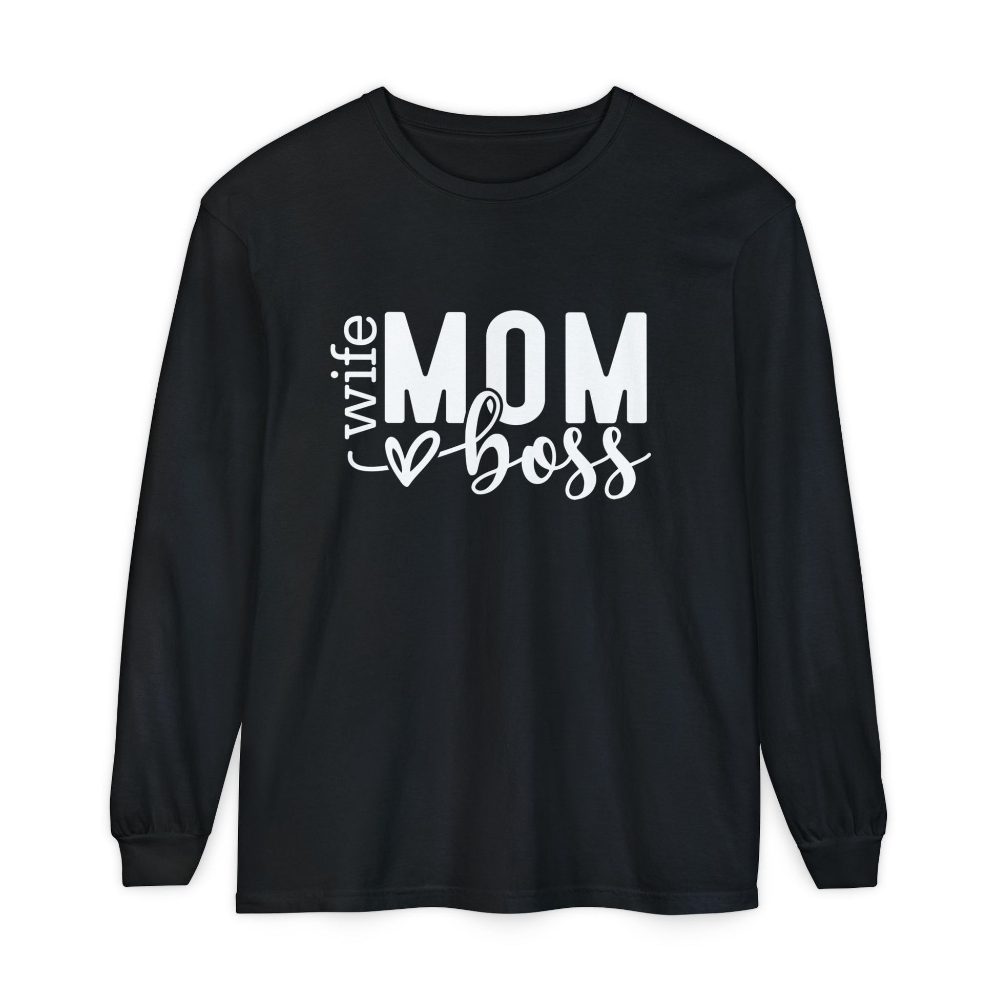 Mother's Day Unisex Long Sleeve T-Shirt - 'Wife, Mom, Boss' Lettering - Heavenly Treasures