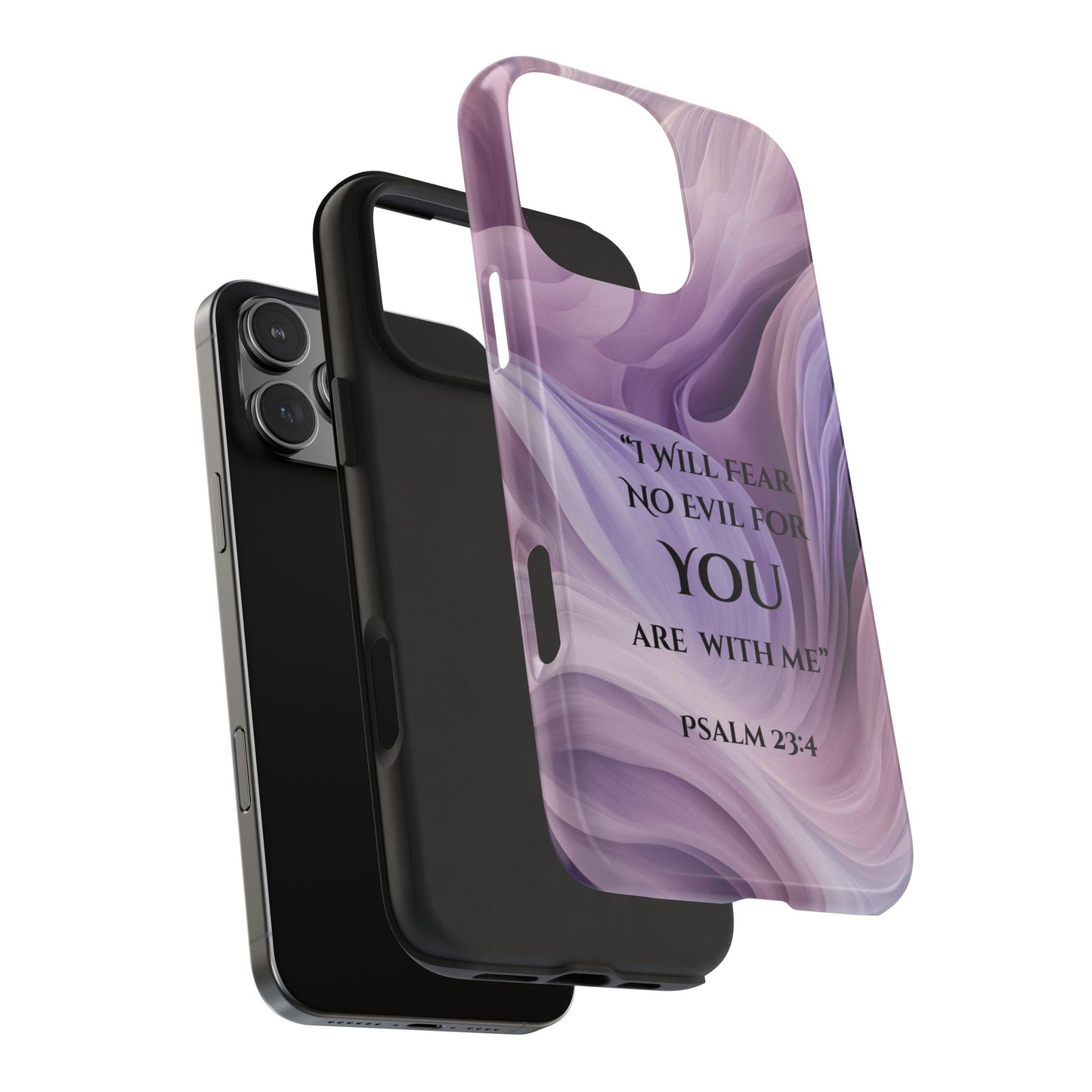 Swirl Tough Phone Case with Scripture, Protective Cellphone Cover, Fear No Evil Case, Vibrant Phone Case, Christian Phone Case