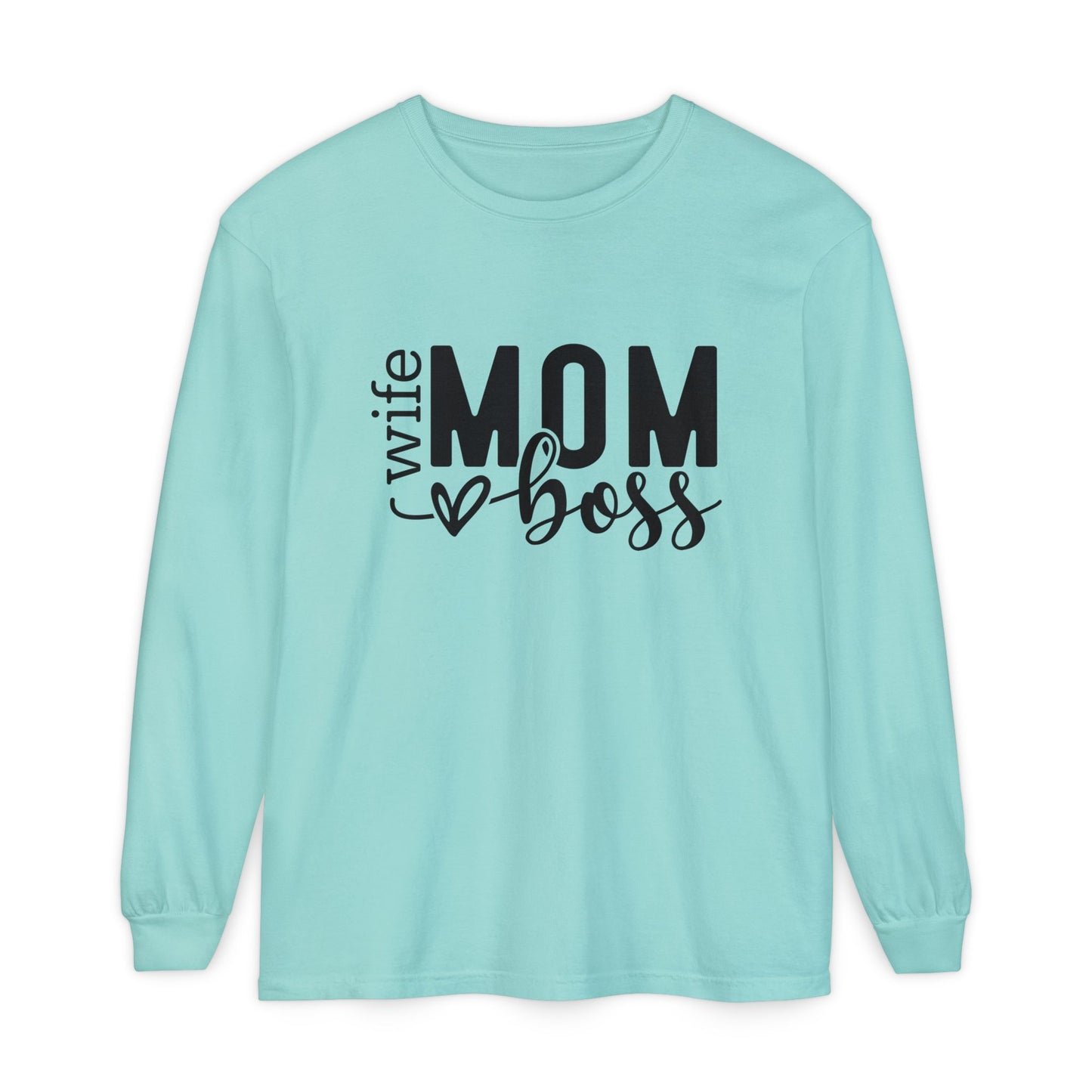 Mother's Day Unisex Long Sleeve T-Shirt - 'Wife, Mom, Boss' Lettering - Heavenly Treasures