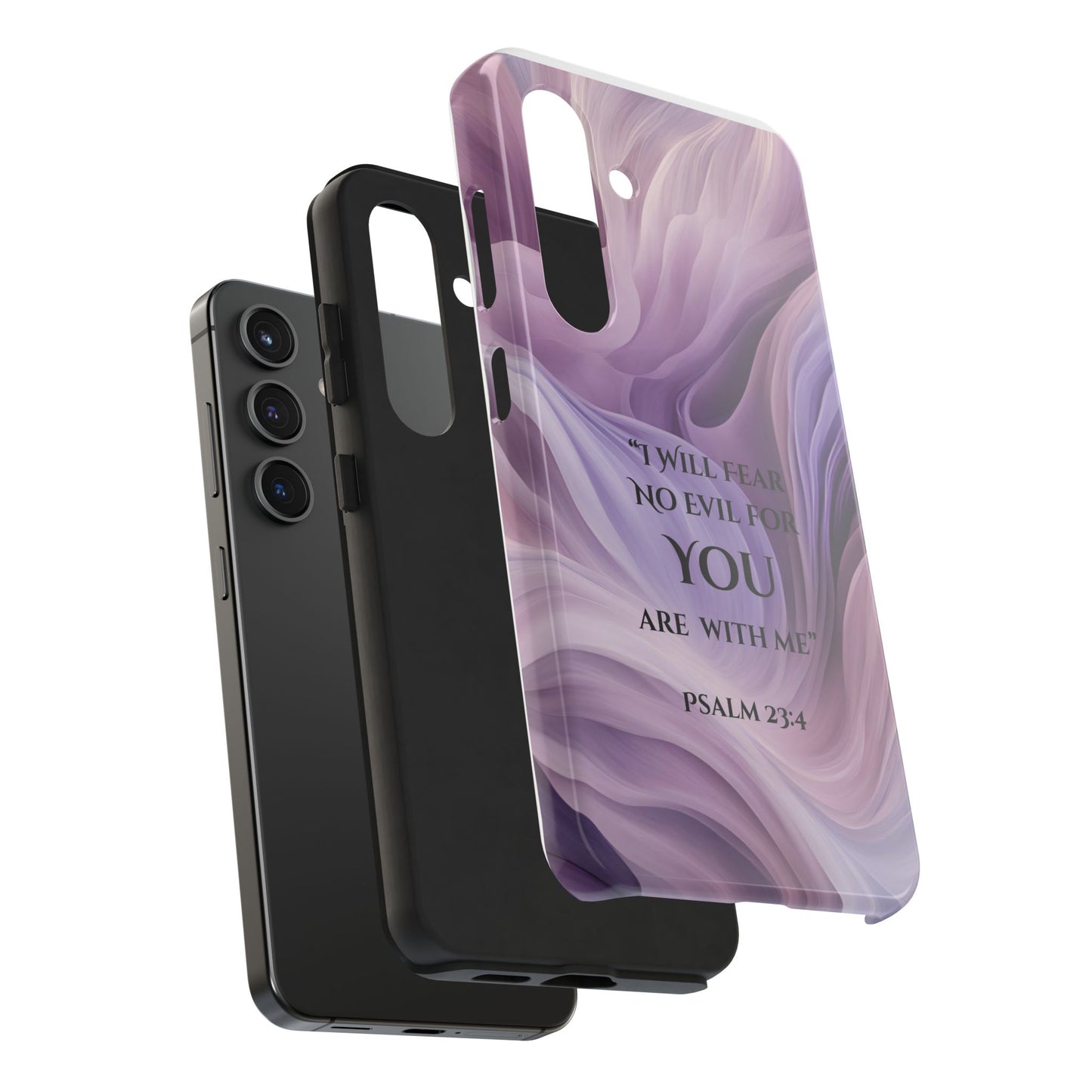 Swirl Tough Phone Case with Scripture, Protective Cellphone Cover, Fear No Evil Case, Vibrant Phone Case, Christian Phone Case