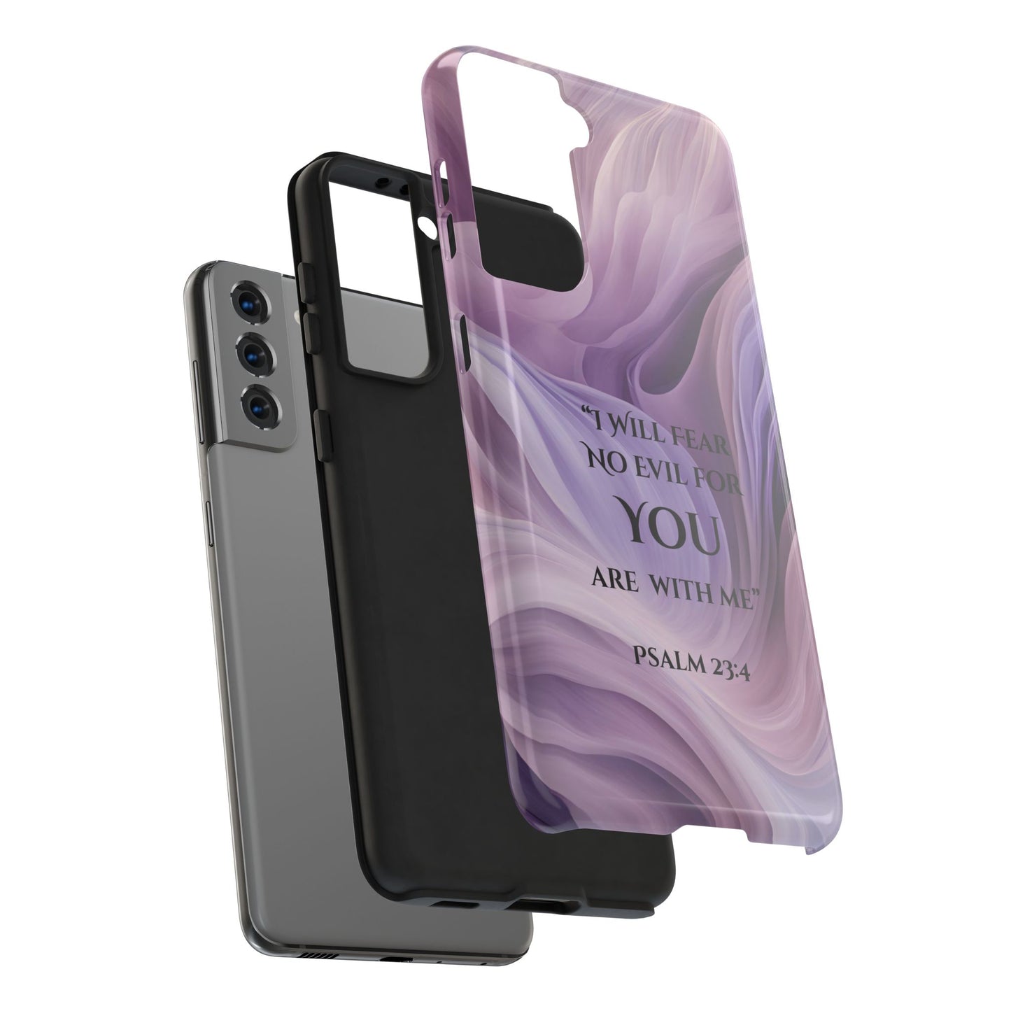 Swirl Tough Phone Case with Scripture, Protective Cellphone Cover, Fear No Evil Case, Vibrant Phone Case, Christian Phone Case