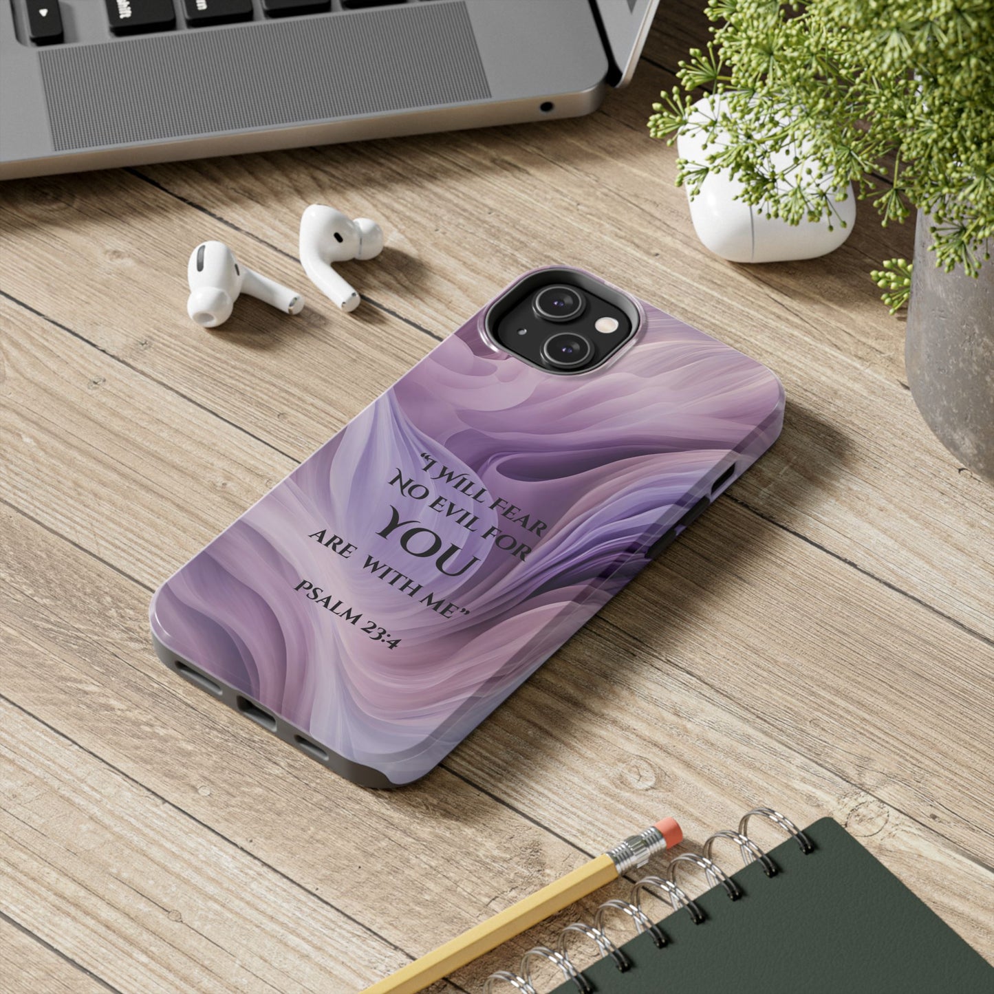 Swirl Tough Phone Case with Scripture, Protective Cellphone Cover, Fear No Evil Case, Vibrant Phone Case, Christian Phone Case