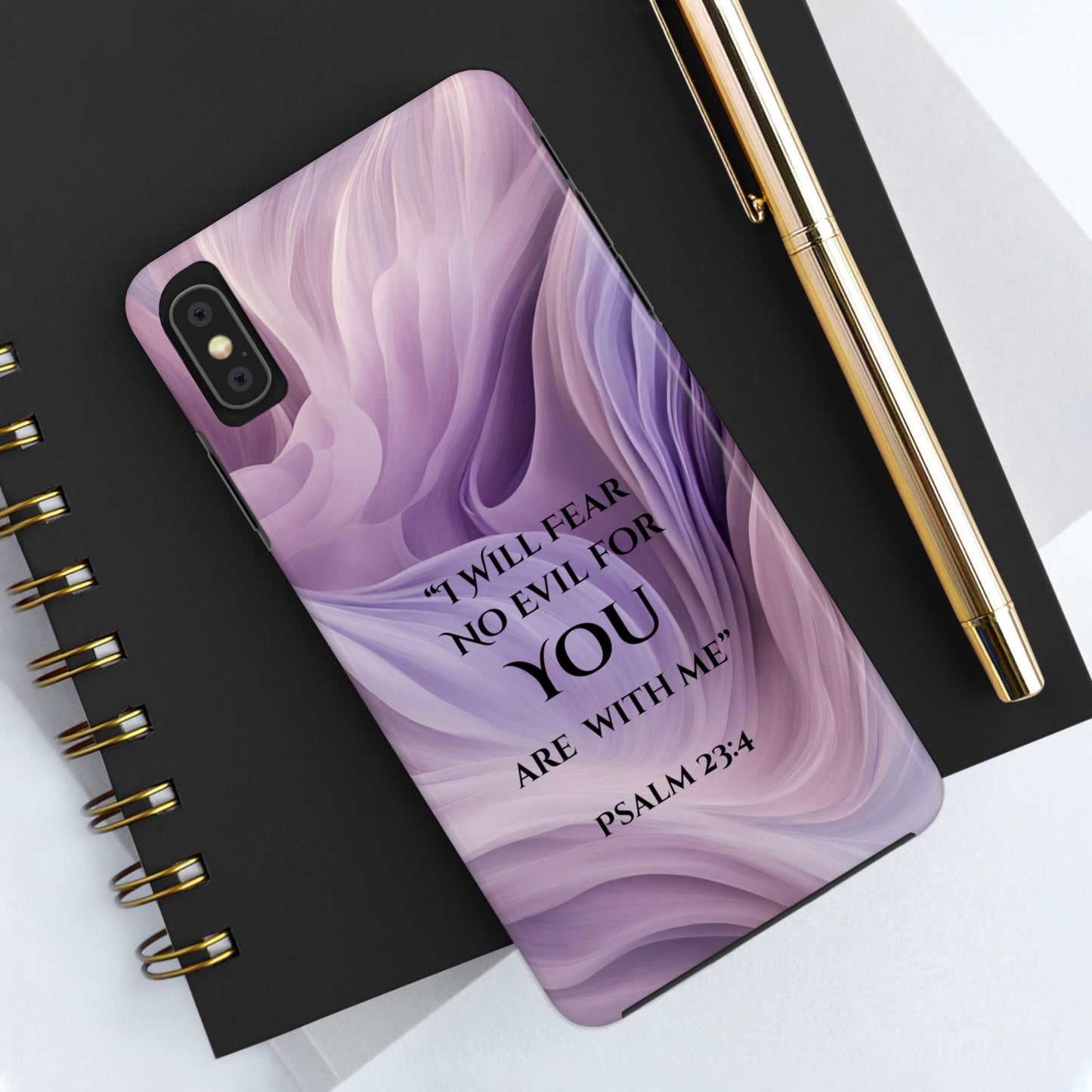 Swirl Tough Phone Case with Scripture, Protective Cellphone Cover, Fear No Evil Case, Vibrant Phone Case, Christian Phone Case
