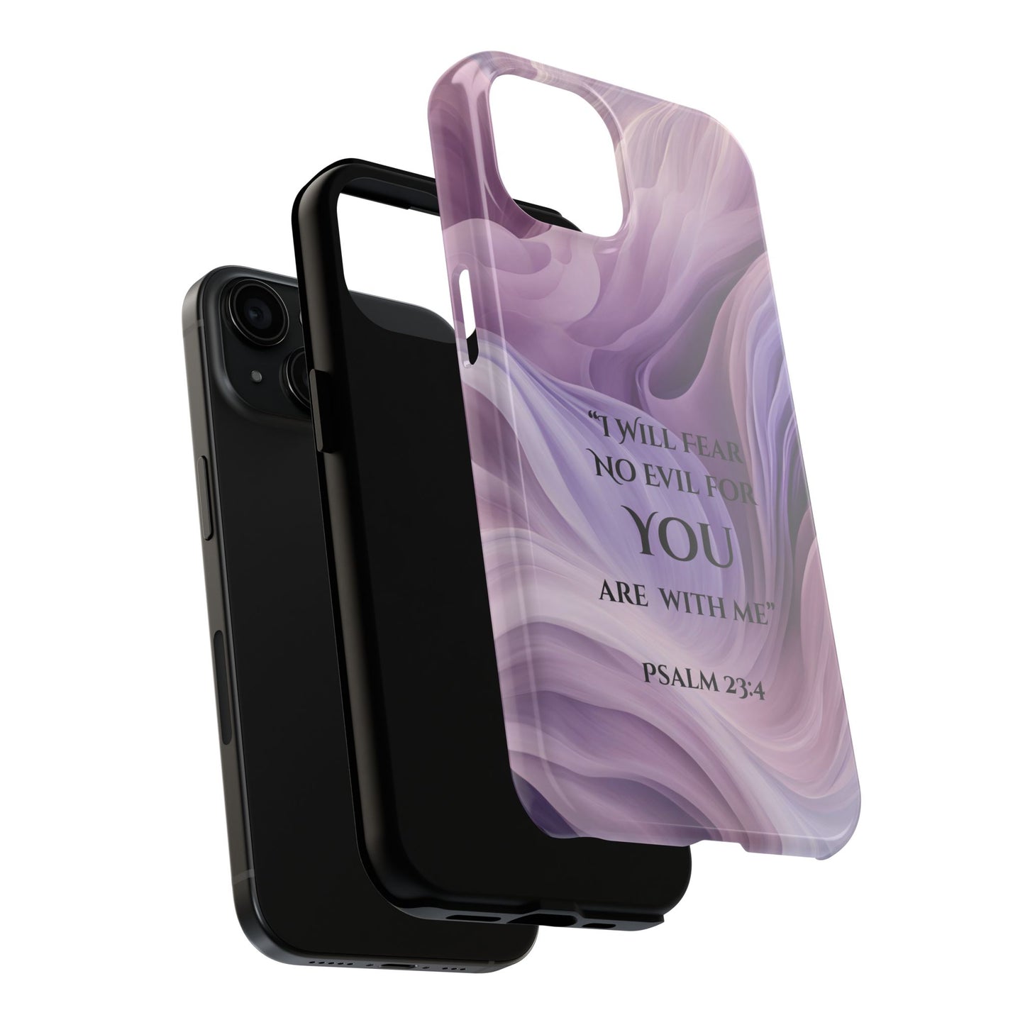 Swirl Tough Phone Case with Scripture, Protective Cellphone Cover, Fear No Evil Case, Vibrant Phone Case, Christian Phone Case