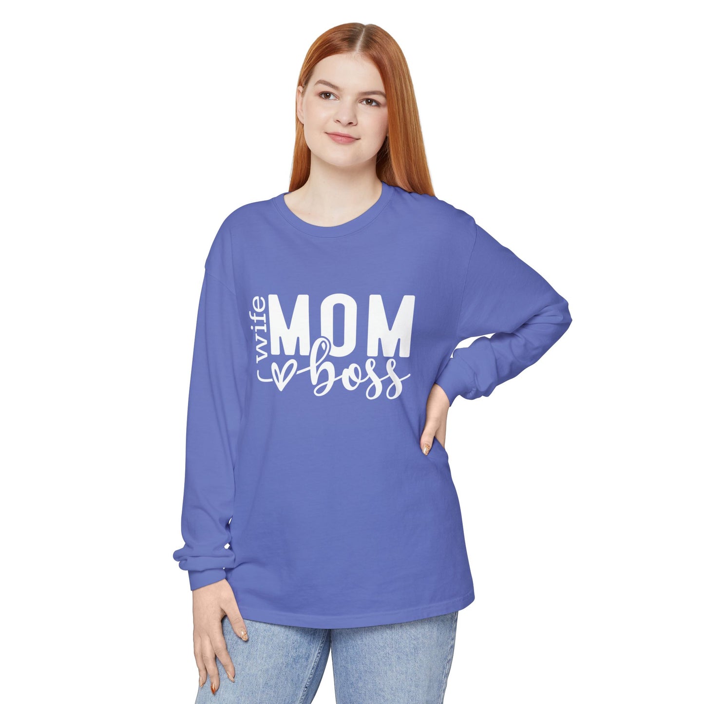 Mother's Day Unisex Long Sleeve T-Shirt - 'Wife, Mom, Boss' Lettering - Heavenly Treasures
