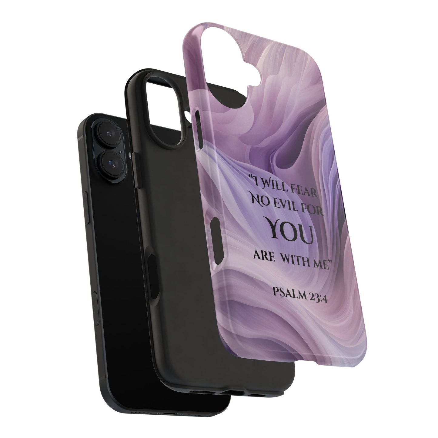 Swirl Tough Phone Case with Scripture, Protective Cellphone Cover, Fear No Evil Case, Vibrant Phone Case, Christian Phone Case