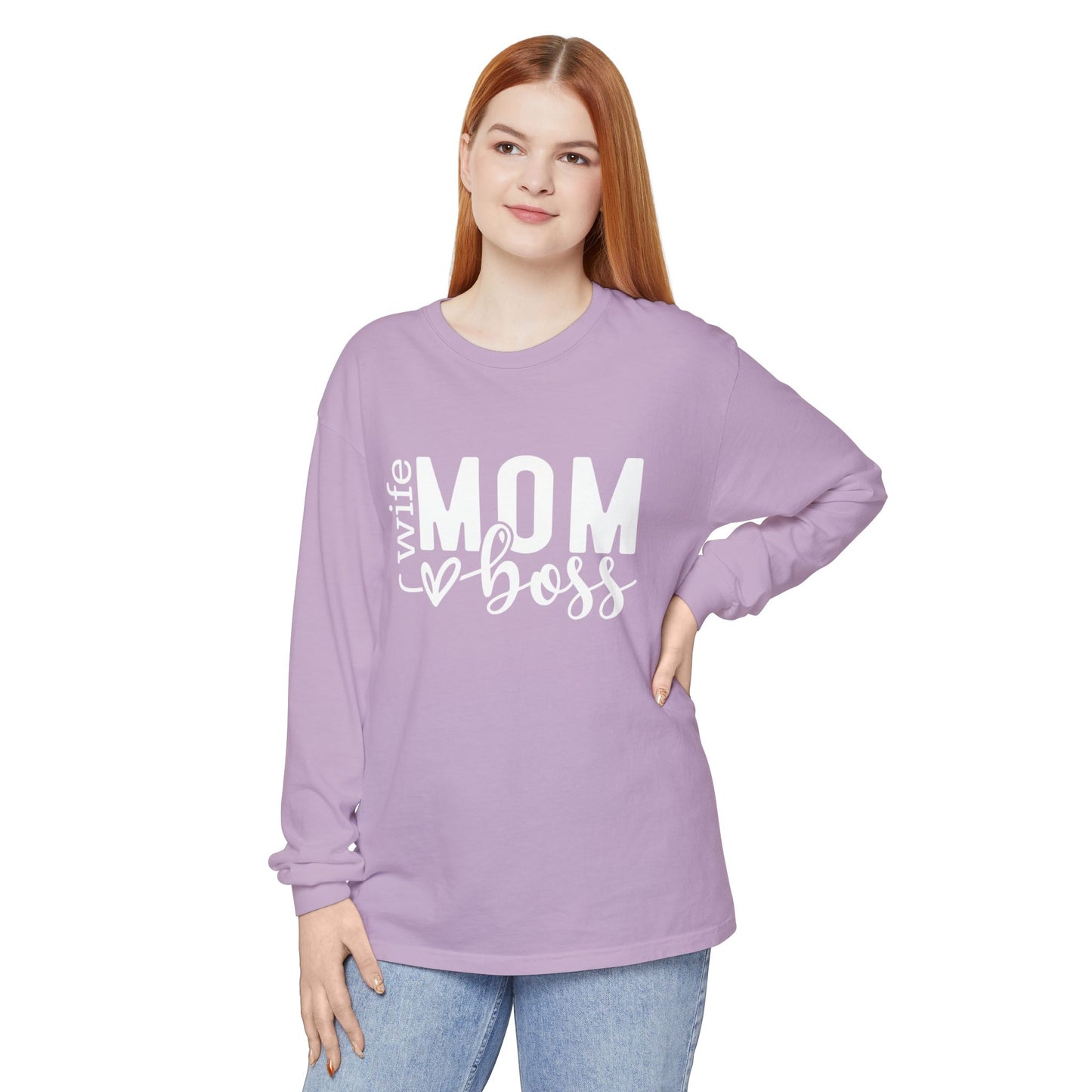 Mother's Day Unisex Long Sleeve T-Shirt - 'Wife, Mom, Boss' Lettering - Heavenly Treasures