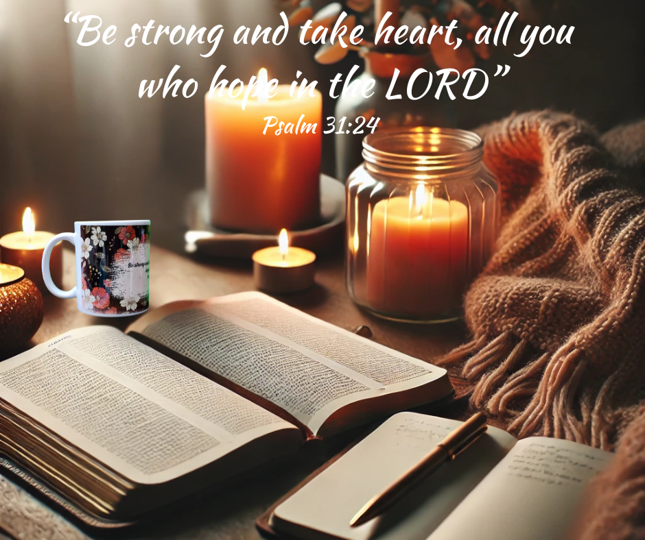πΈ Flourish in Faith Mug β Psalm 31:24 π - Heavenly Treasures