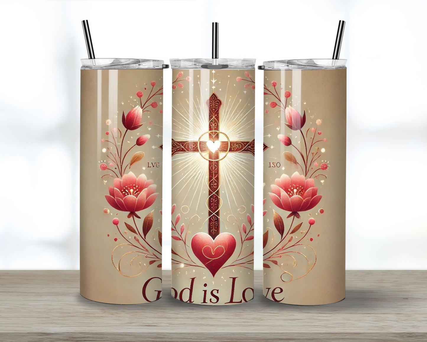 "God Is Love Tumbler – Faith-Inspired Valentine's Design"